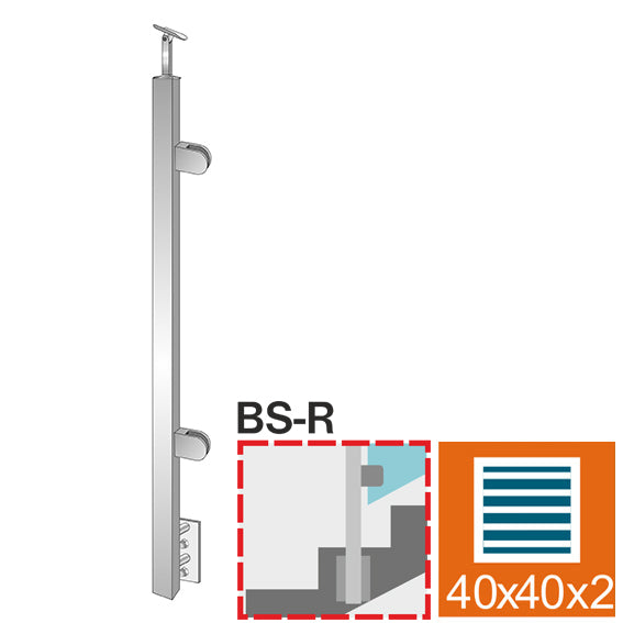 Słupek nierdzewny AISI304, 40x40x2/2xmodel22/H900m