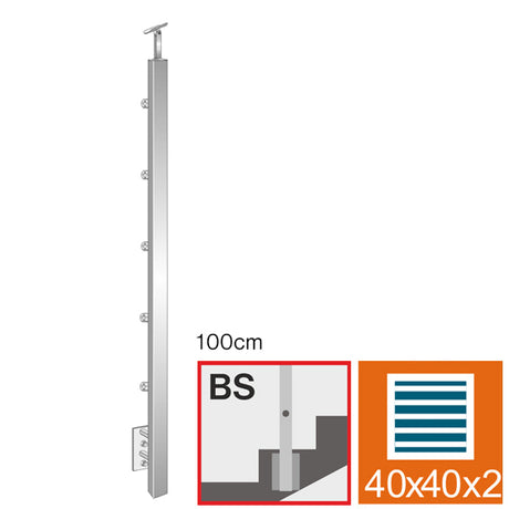 Slupek ze stali nierdzewnej AISI304, 40x40x2/5xd12