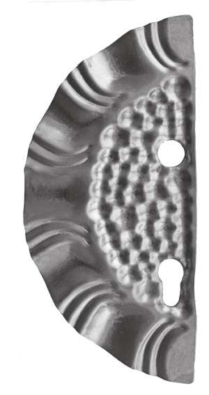 Szyld zdobiony z otworami 265x125, t1,2, d19, 85mm