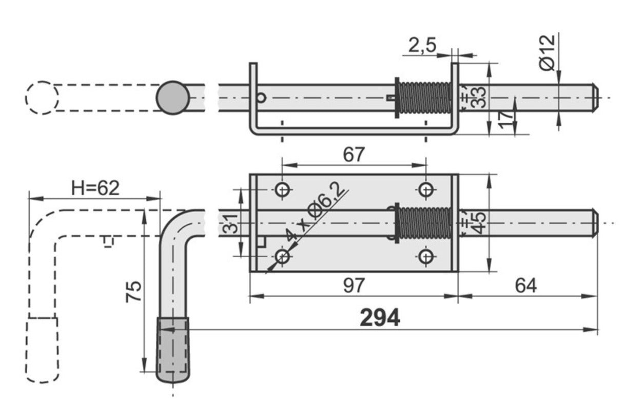 Zamkniecie bramy Zn, L300mm