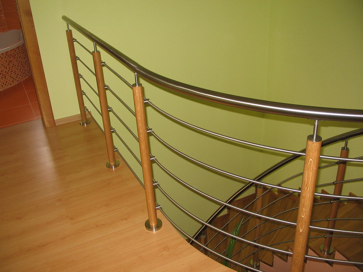 Drewniany słupek AISI304+BEECH, D50/4xd12mm, H900