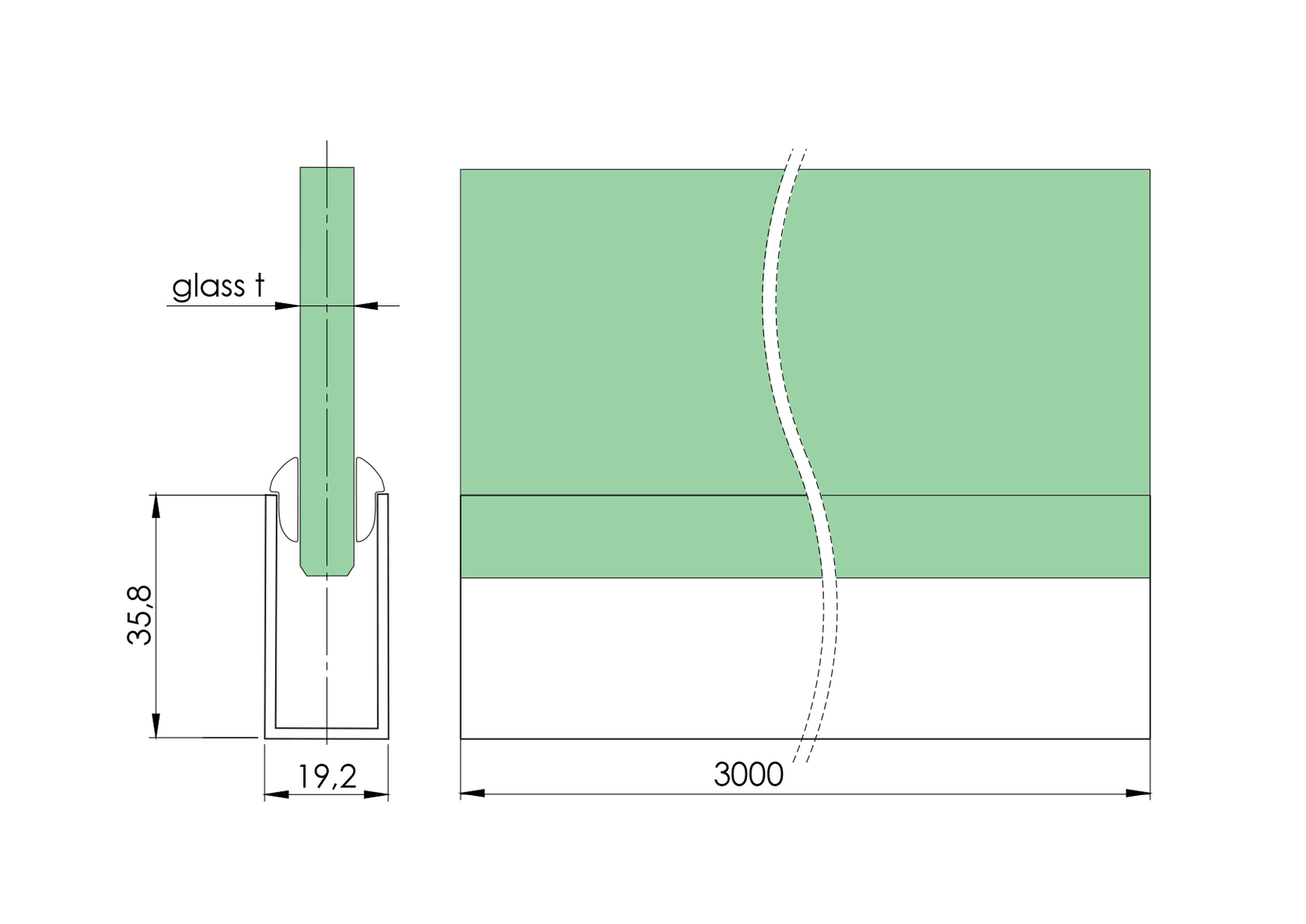Profil aluminiowy U AL 36x19x2mm