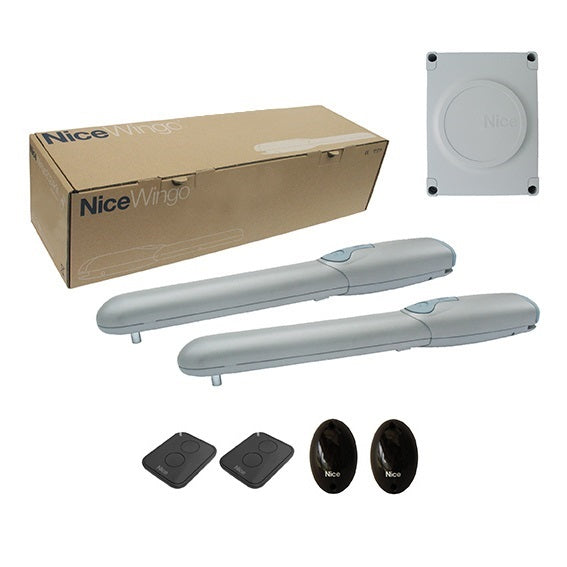 Nice napęd do bramy dwuskrzydłowej, wyposażony w fotokomórki