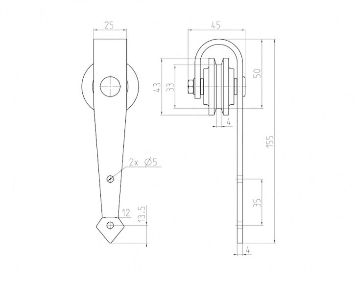 Prowadnica drzwi przesuwnych mini "Gladio"