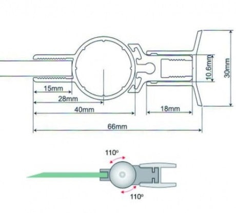 Zawias do drzwi szklanych parawanowy +/- 110° L2.1