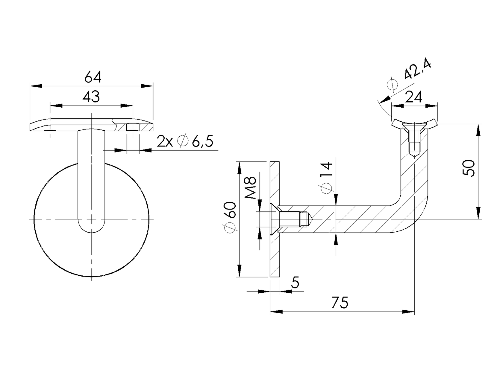 Wspornik poręczy do ściany
