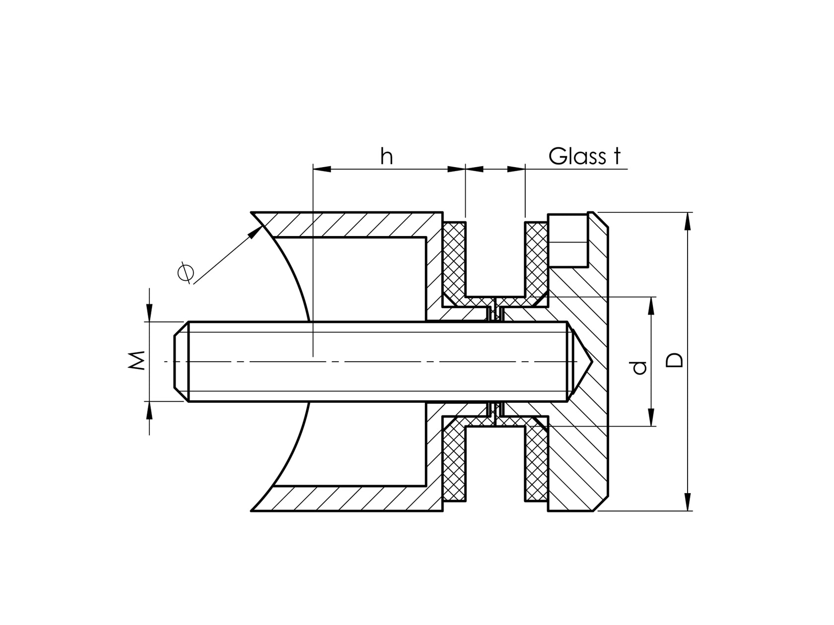 Uchwyt punktowy szkła