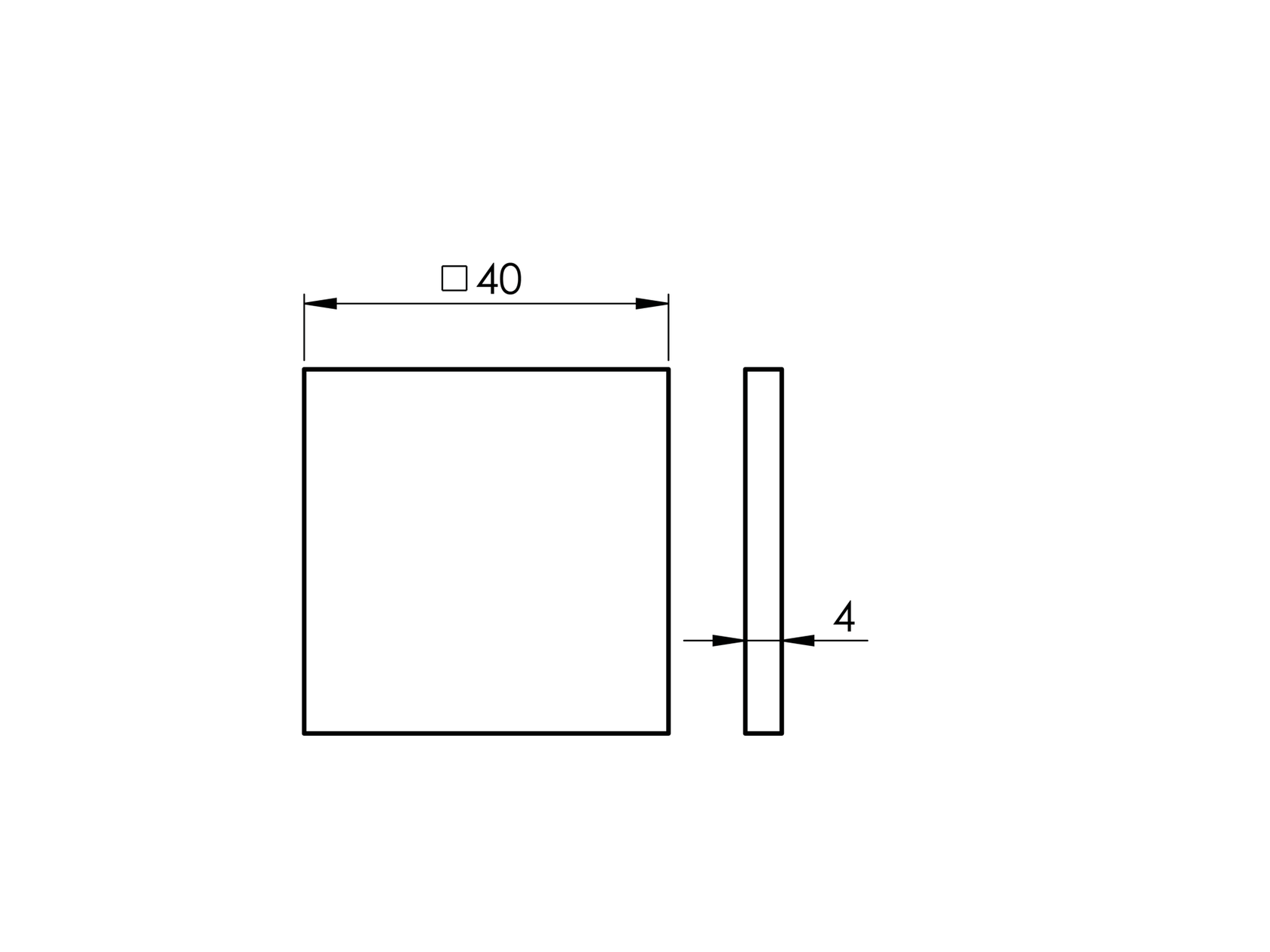 Płytka montażowa AISI304, 40x40mm, t4mm raw