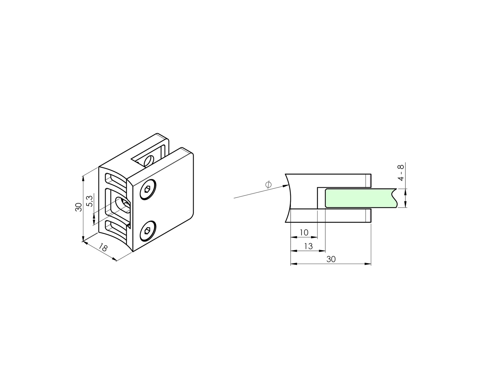 Uchwyt szkła szlifowany