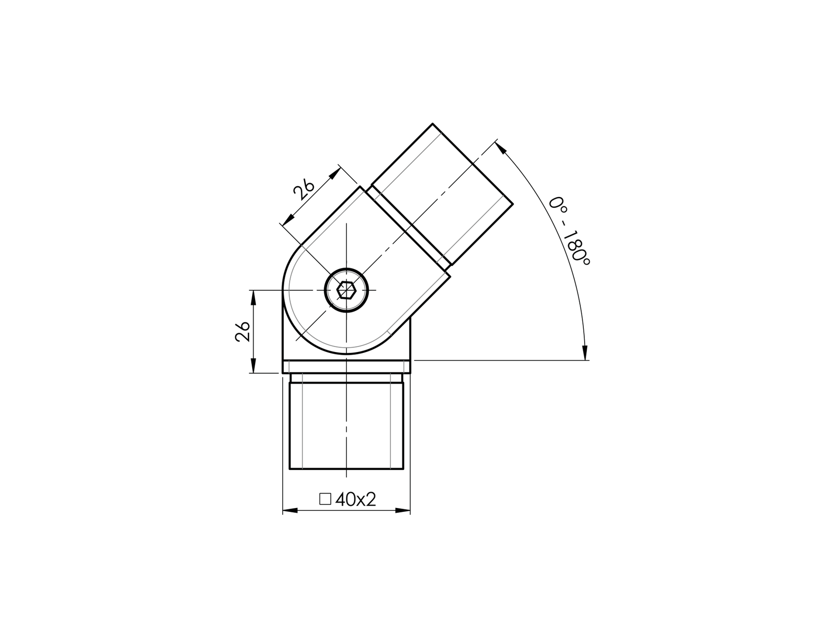 Łącznik balustrady - kolanko skrętne