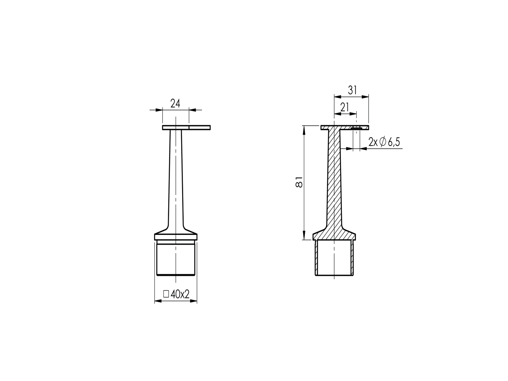 Uchwyt poręczy płaskiej na rogi