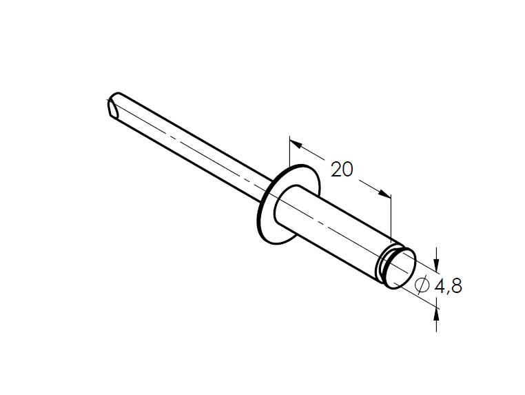 Nit trhací  4,8x20mm INOX