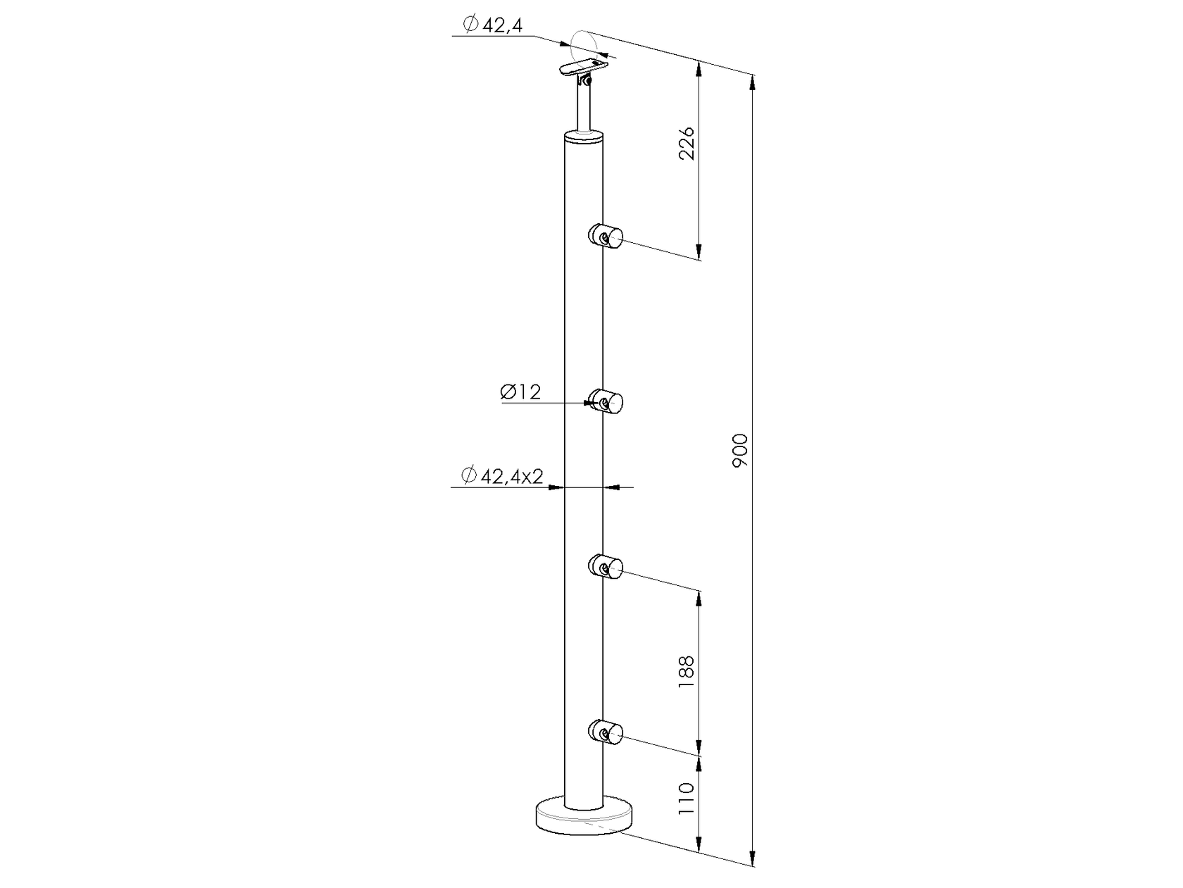 Słupek balustrady polerowany