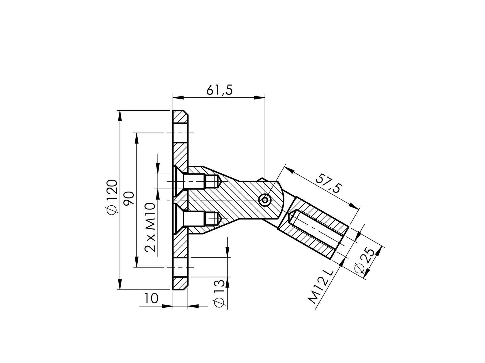 Mocowanie odciągu do ściany, stal nierdzewna