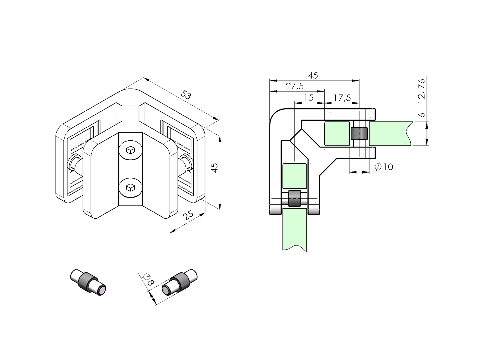Uchwyt do szkła narożny