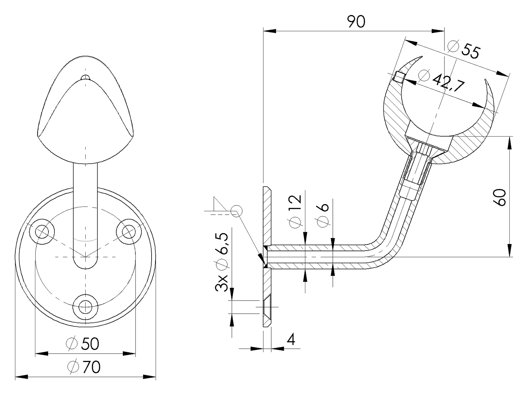 Uchwyt na poręcz na ścianie
