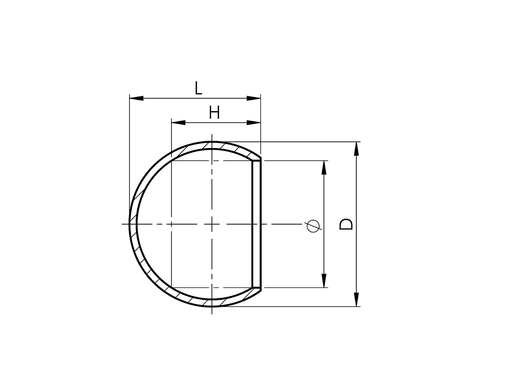 Zakończenie nierdzewne na rurę 42 kula AISI304, D5