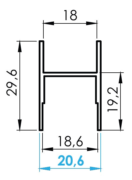 Dolny profil aluminiowy do wypełnienia szklanego