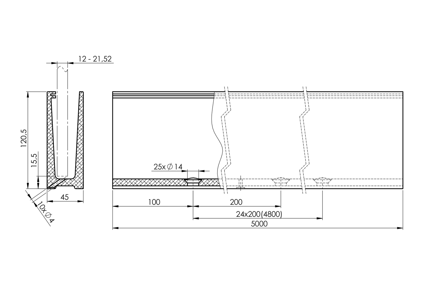 Profil aluminiowy - mocowanie od góry