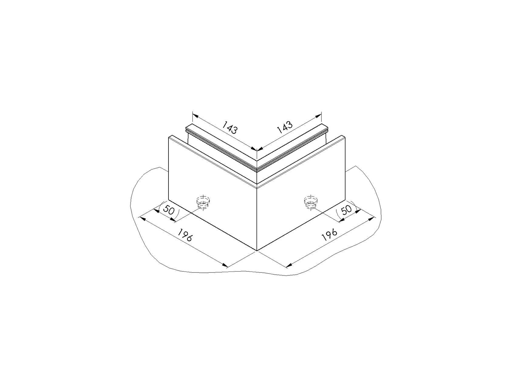 Profil balustrady szklanej Al AL/ELOX/Satin L195mm