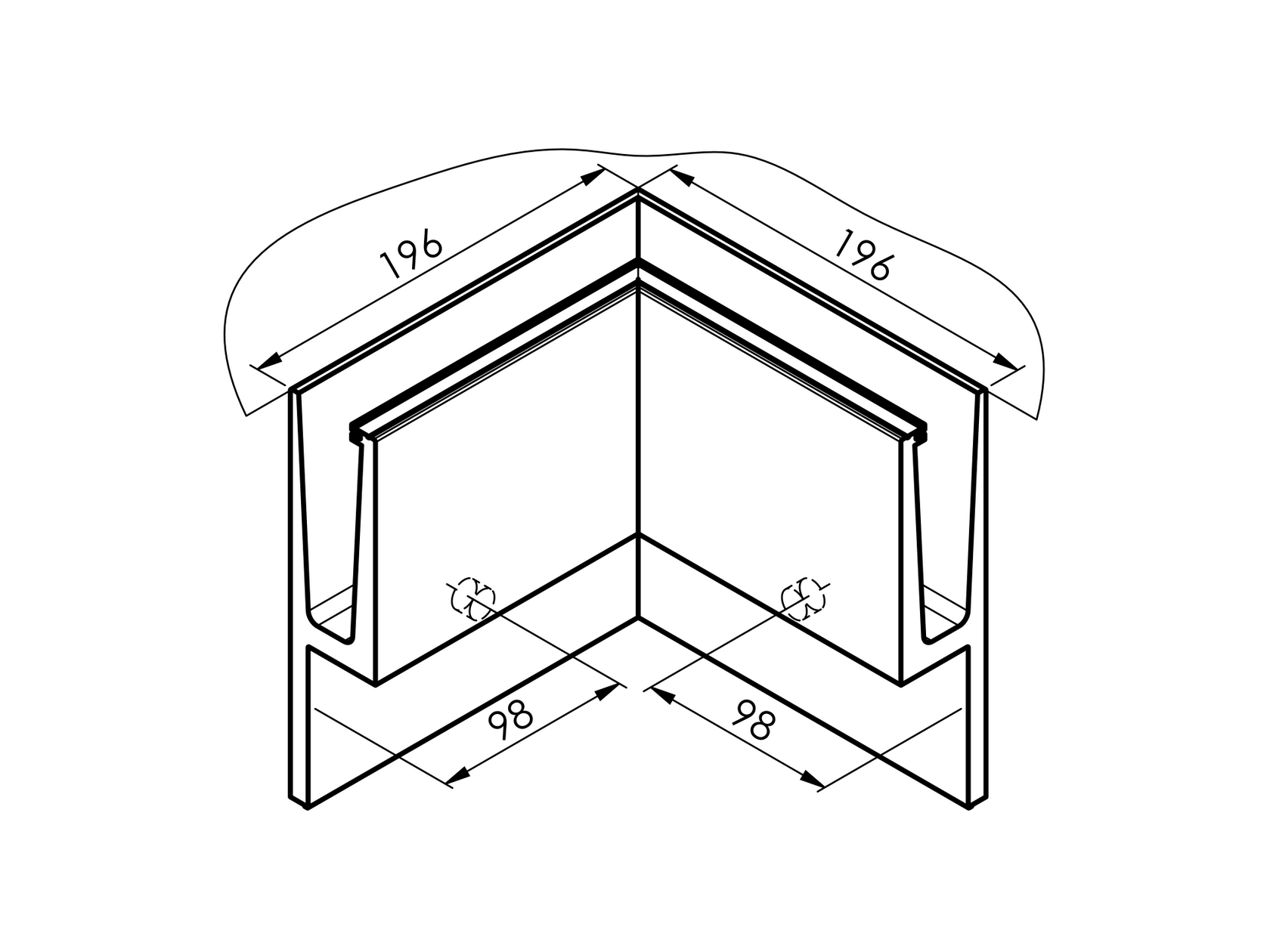 Profil balustrady szklanej Al-boczny AL/ELOX