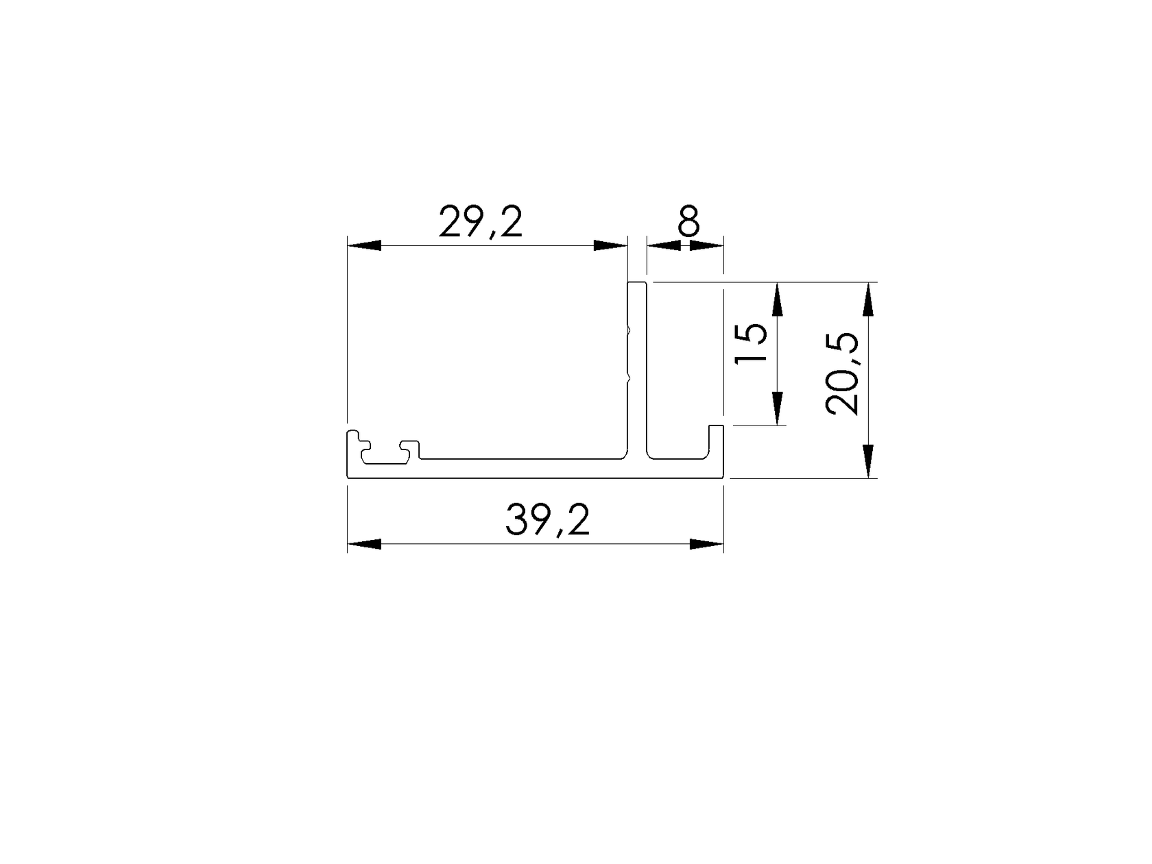 Aluminiowy profil krańcowy bramy