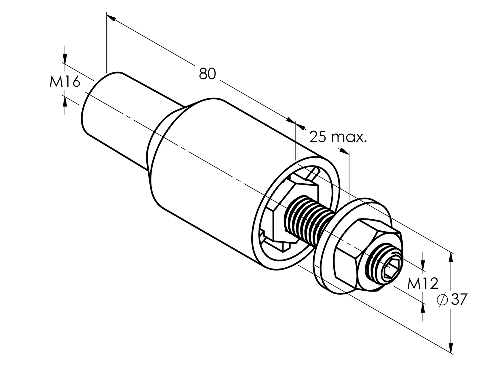 Kotwa montażowa bez mostka termicznego M12/M16