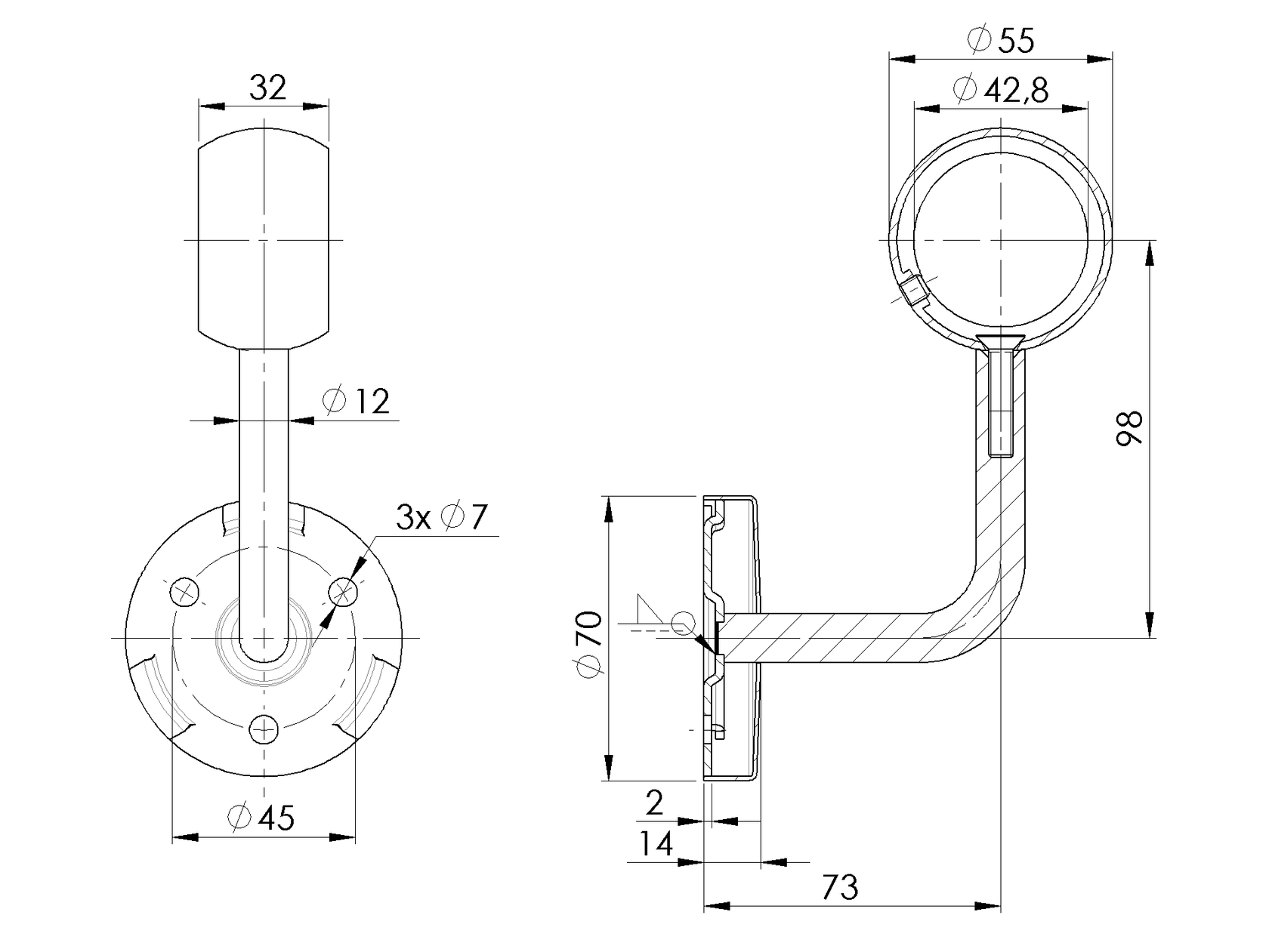 Wspornik poręczy do ściany