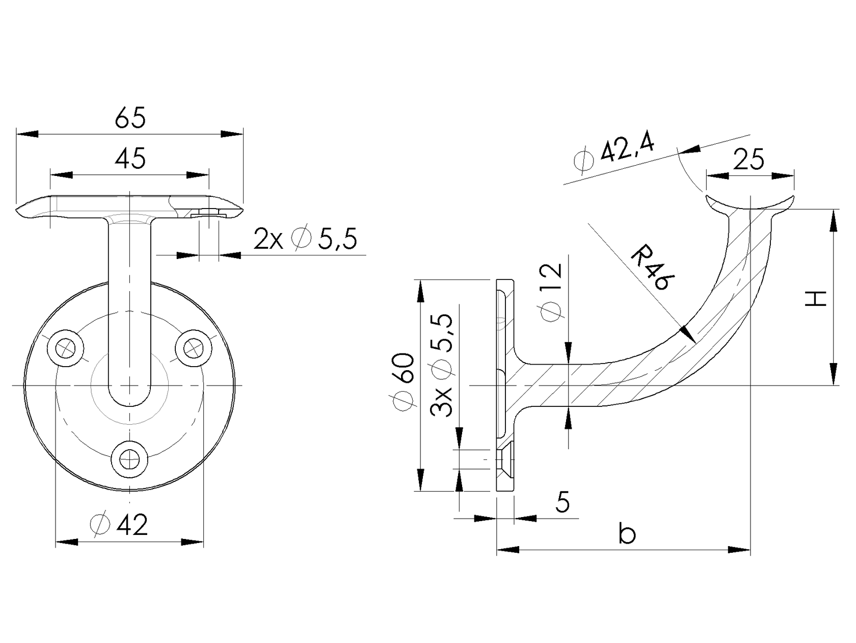 Wspornik poręczy do ściany