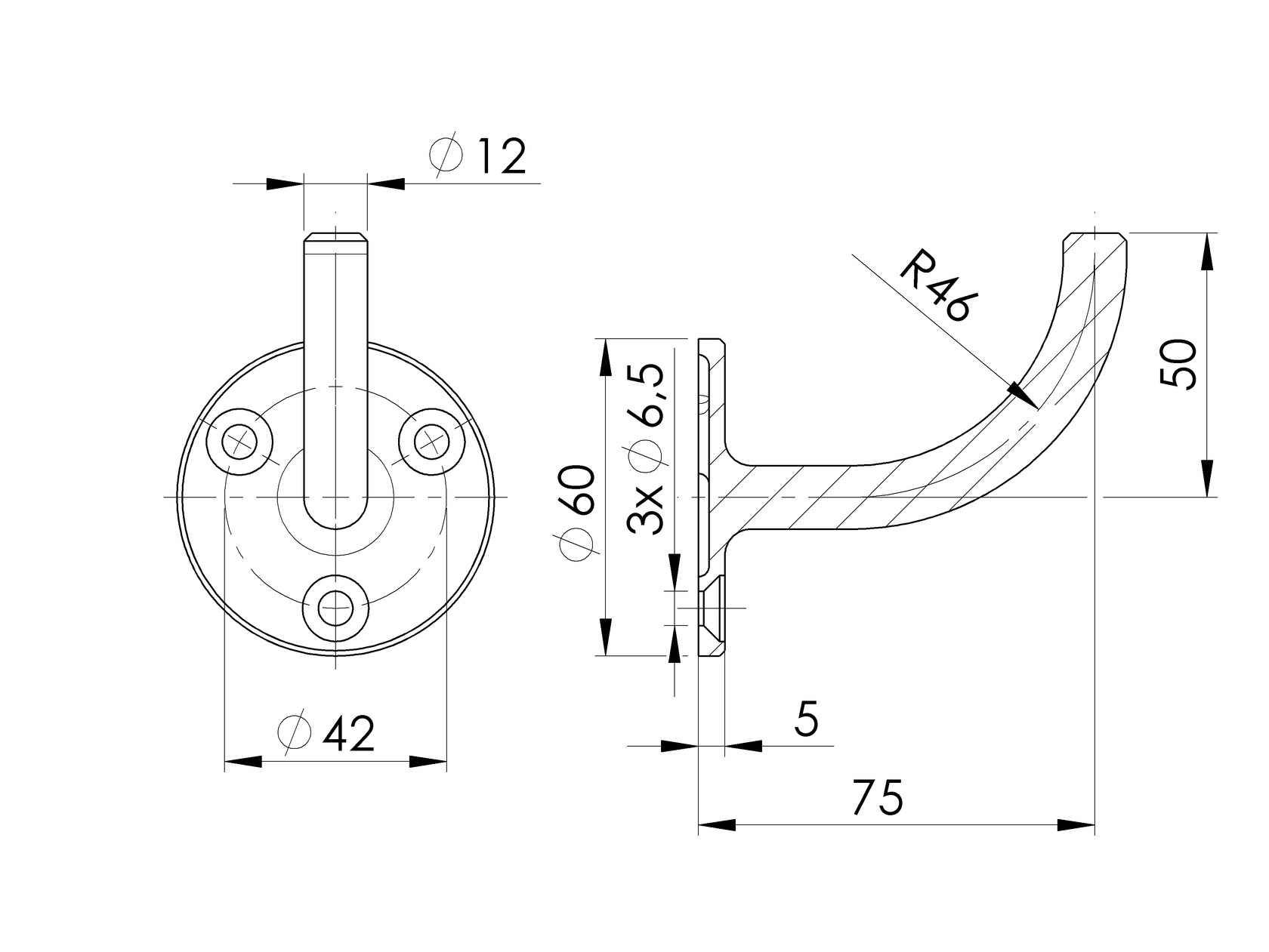 Podpora poręczy spawana
