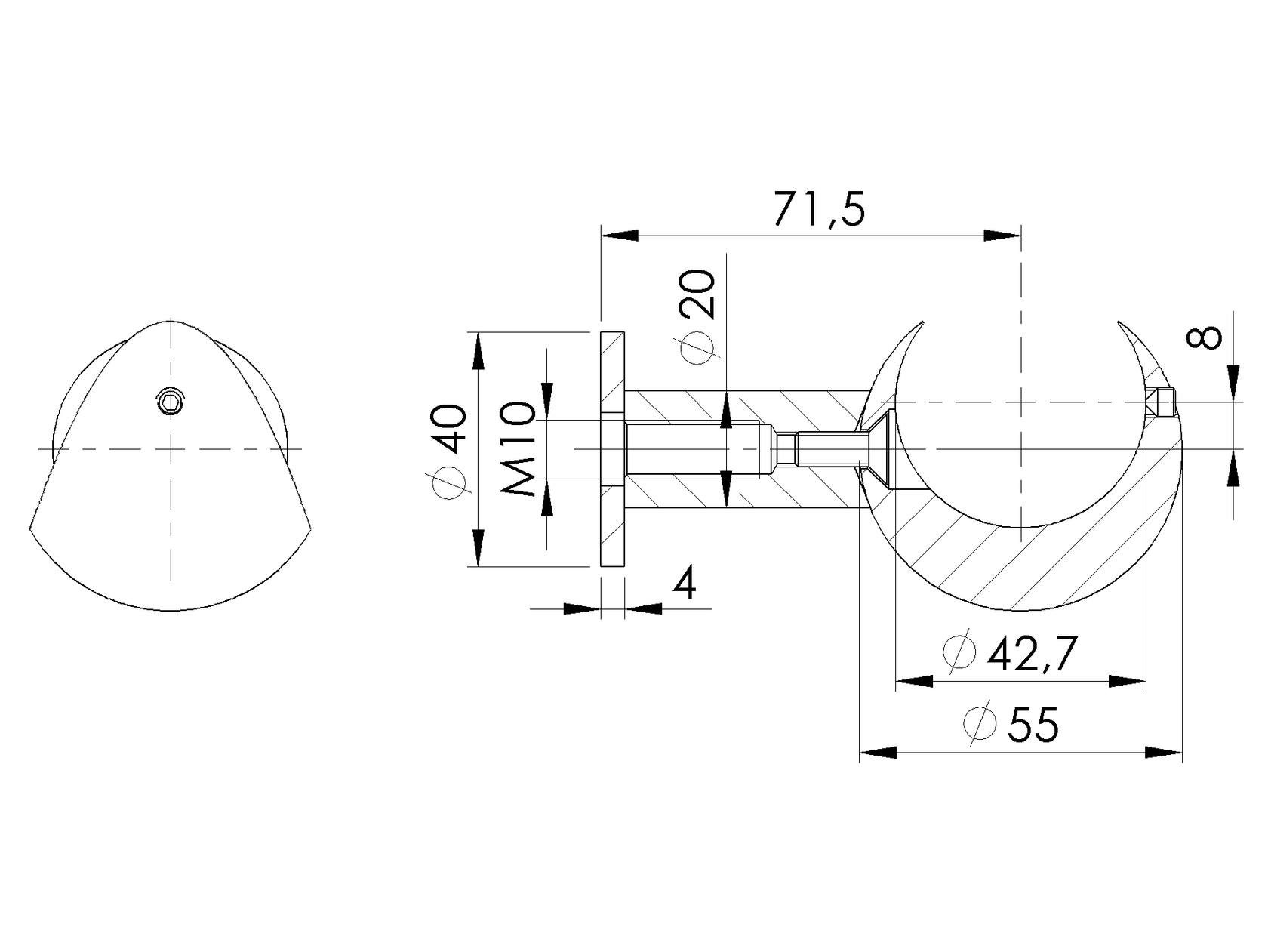 Uchwyt poręczy do murku - C