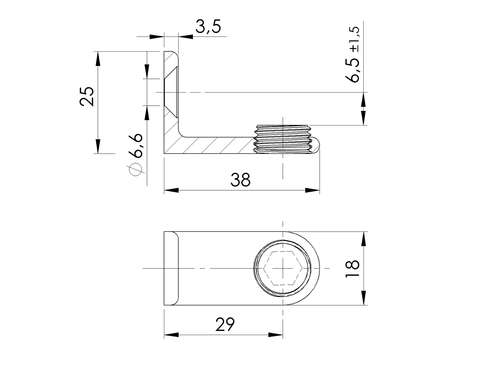 Podpera proti vypadnutiu skla plochá