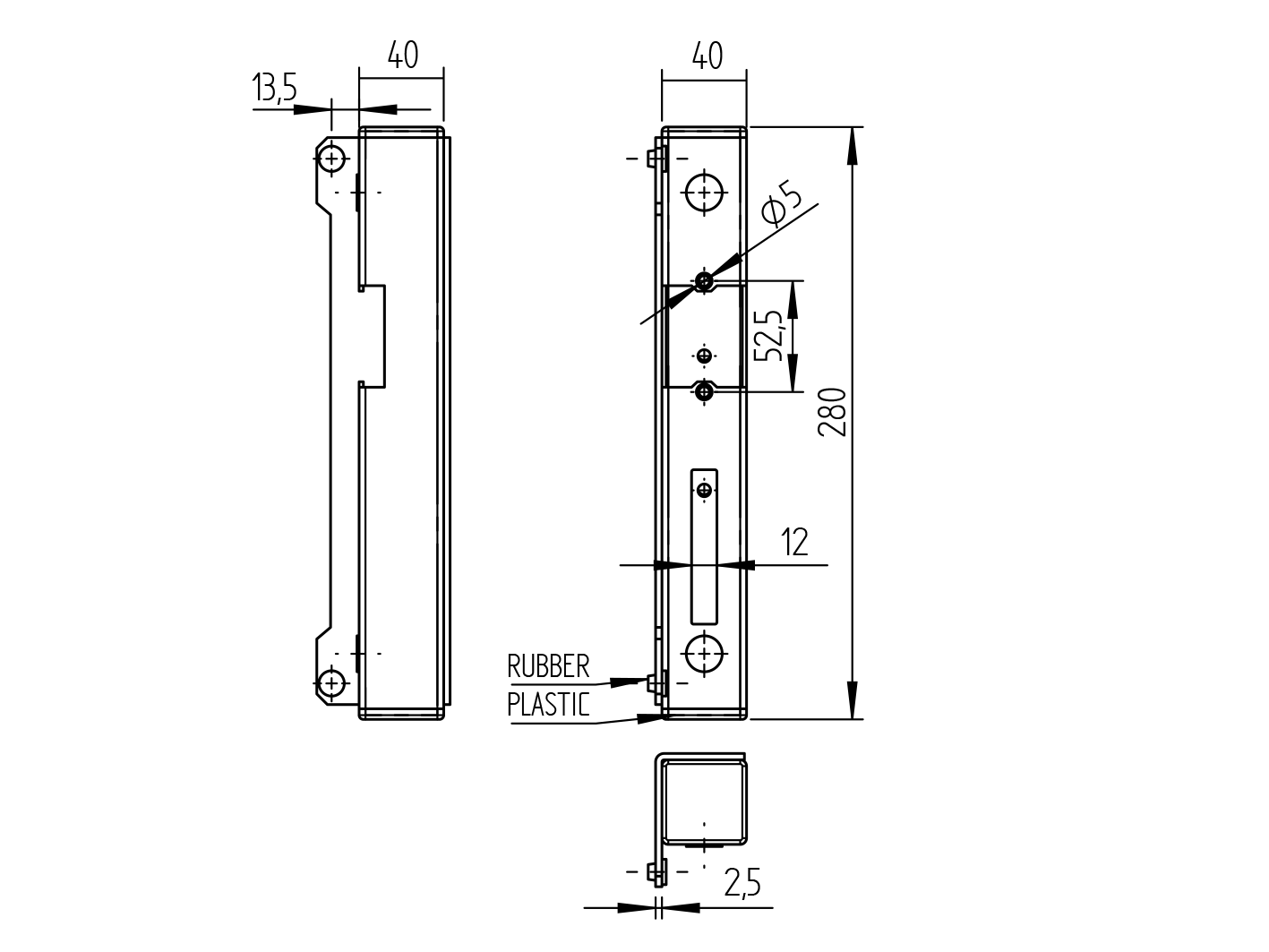 Kaseta zamka elektromagnetycznego 40x40