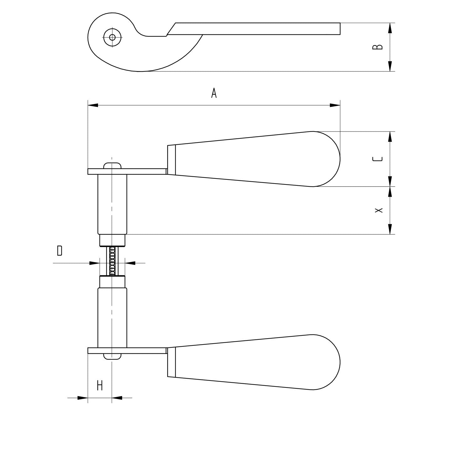Klamka L140, d17,5mm, Zn