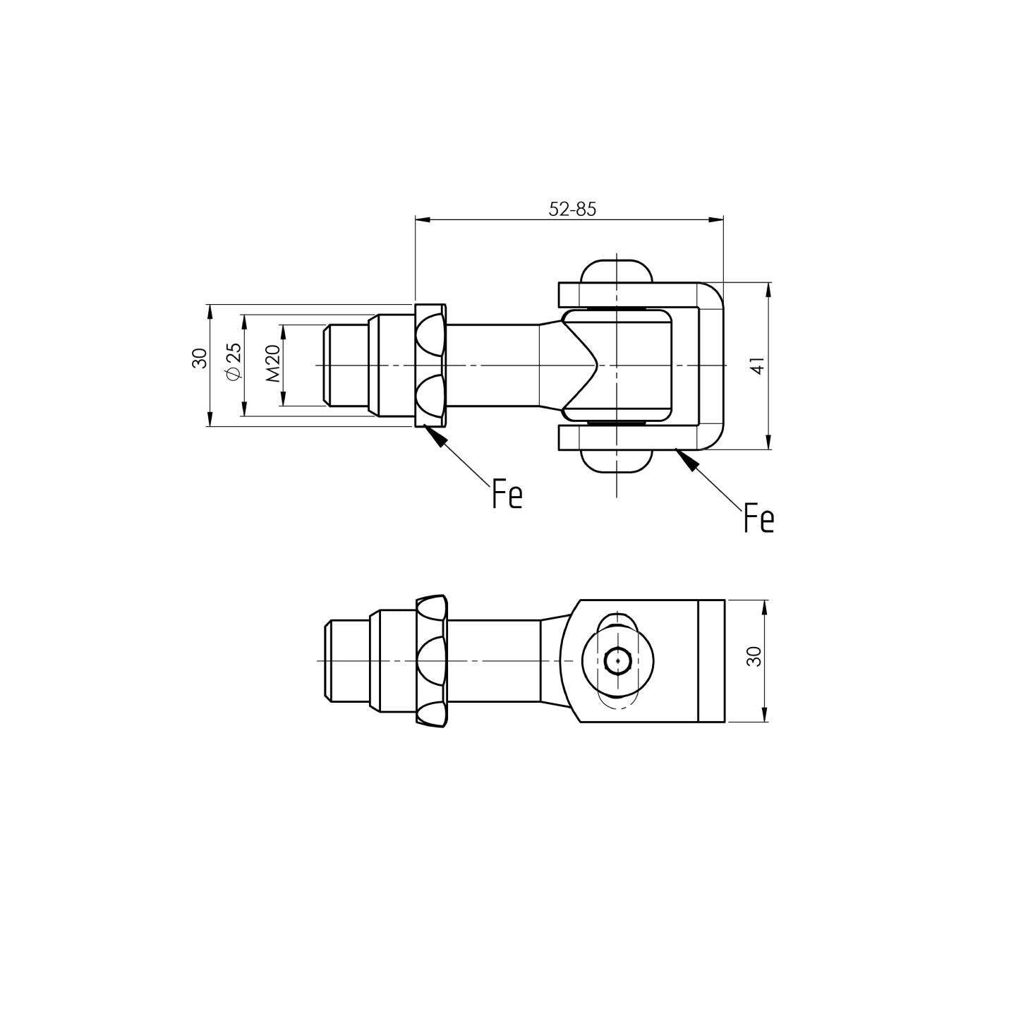 Zawias regulowany Zn, M20