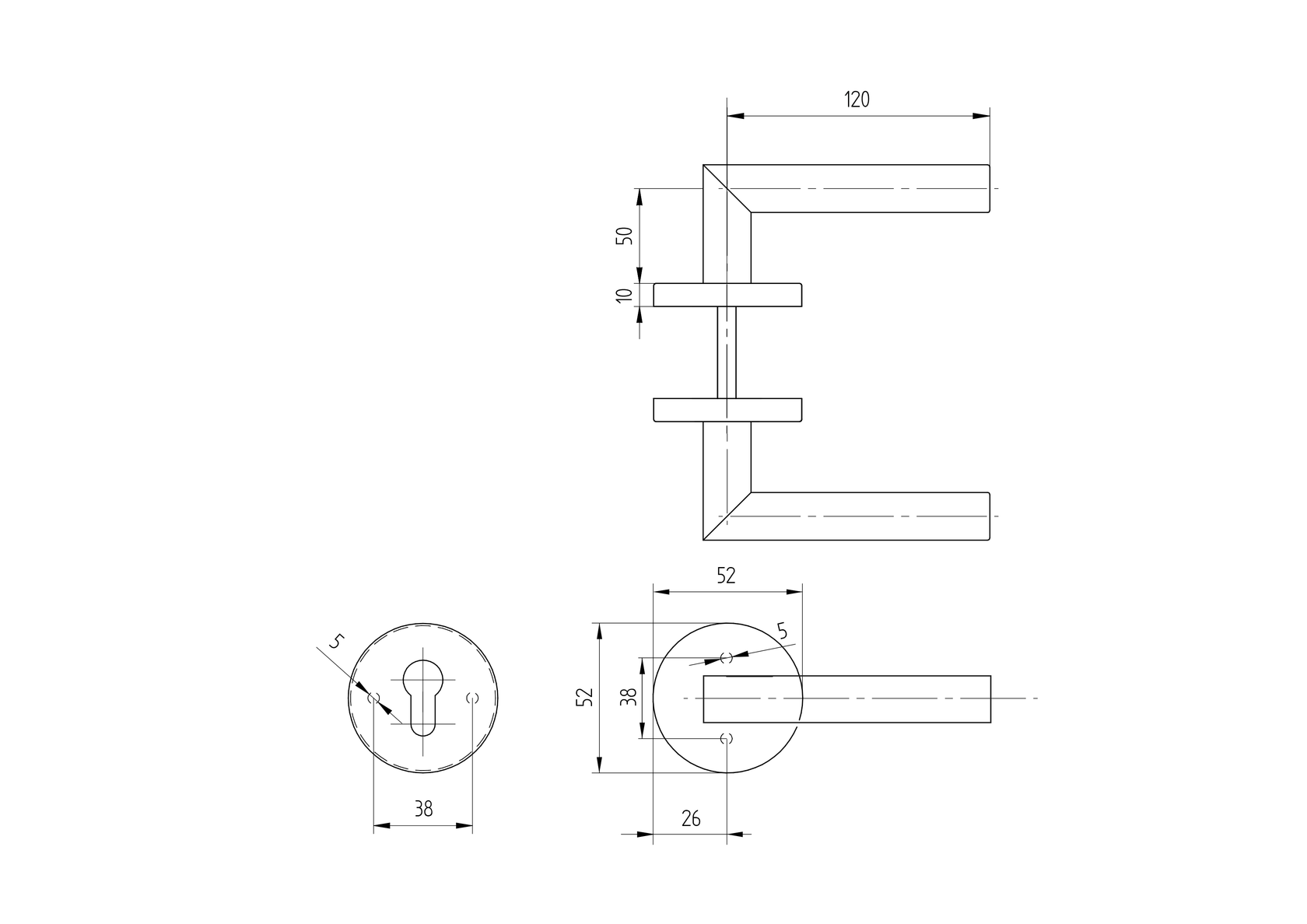 Klamka z szyldem AISI 201, K320 BB