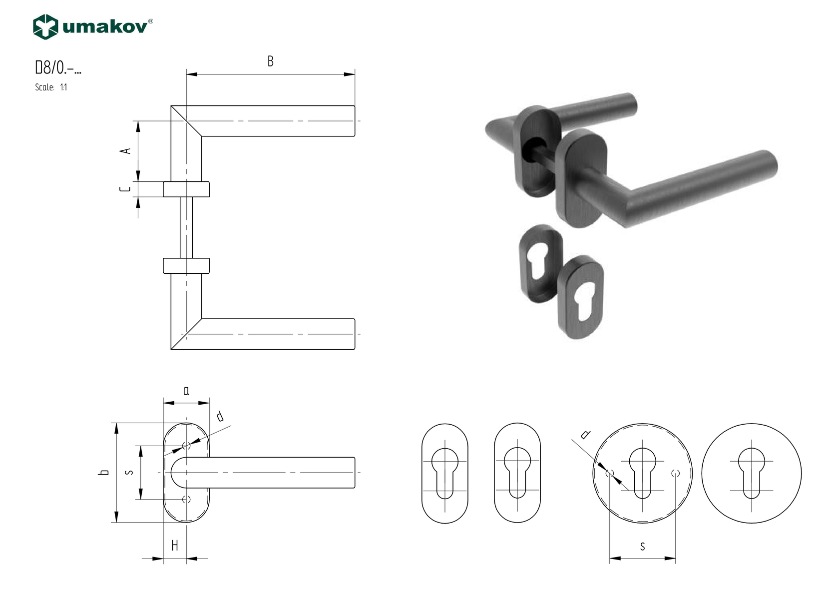 Klamka z szyldem AISI 304, K320