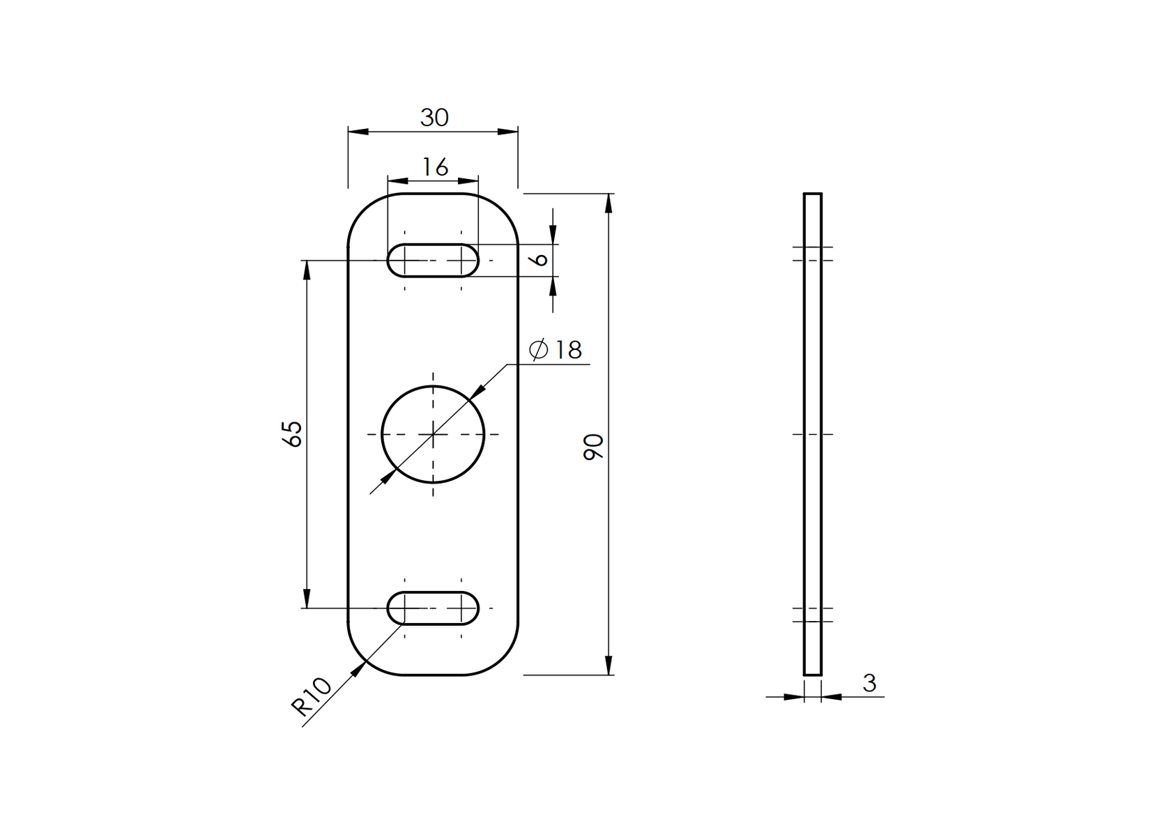 Płyta do regulowanych zawiasów, 30x90x3mm, INOX