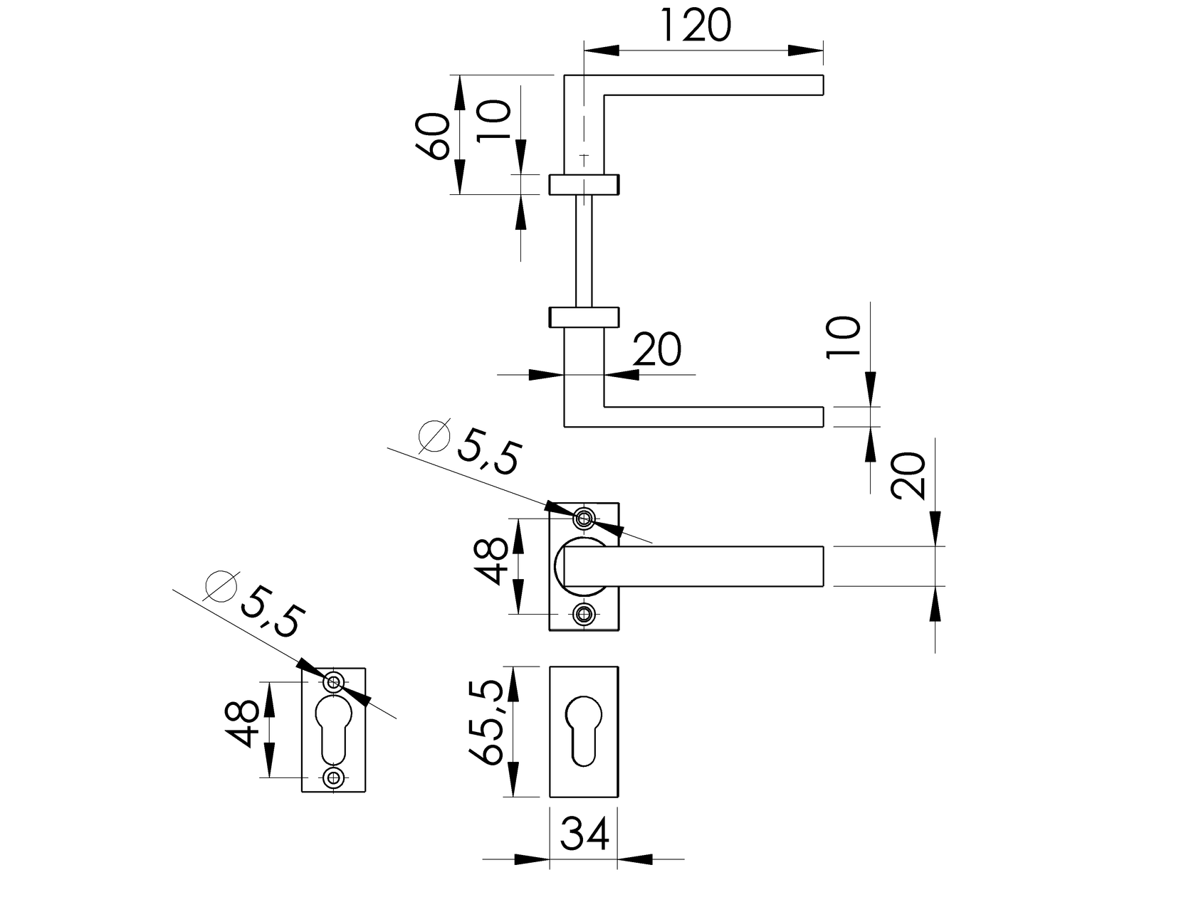 Klamka z szyldem AISI 304, K320