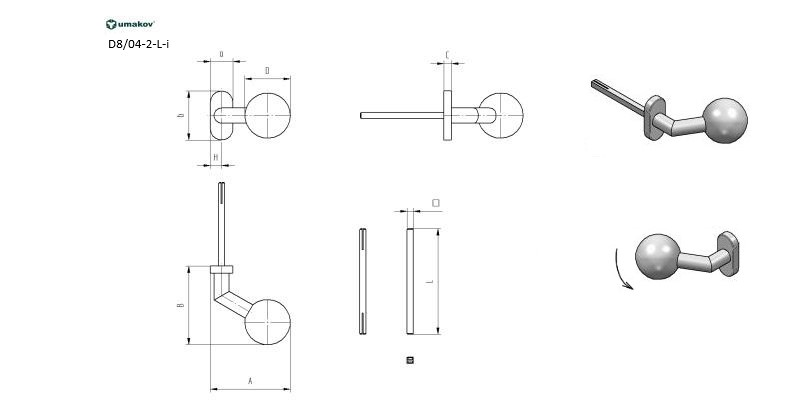 Gałko-gałka AISI 304, K320, lewa