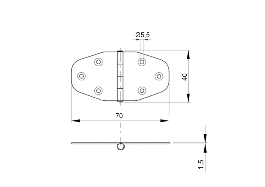 Zawias do bramki AISI 304 L=40mm