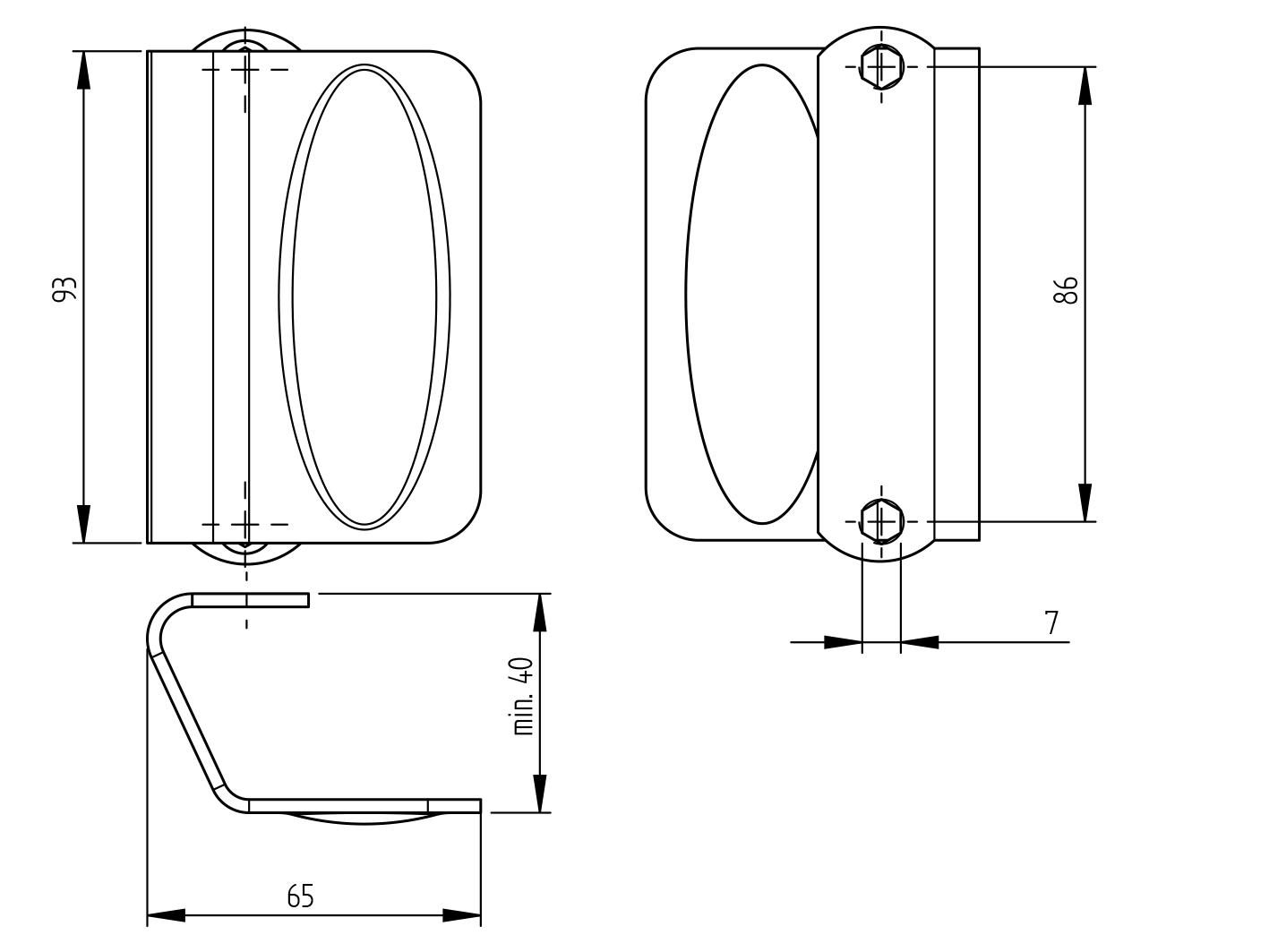 Madlo dverové,  93x65mm, INOX