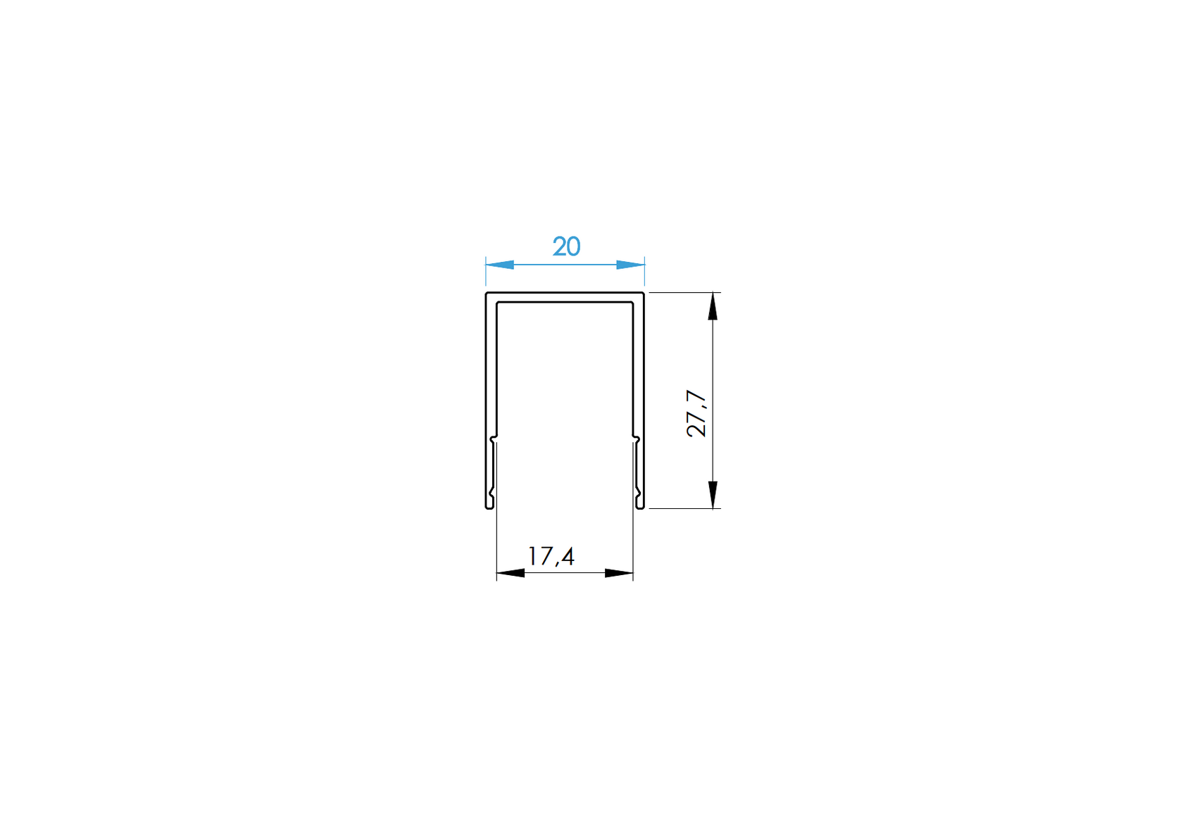 Aluminiowa listwa separacyjna wypełnienie FG/F20 - 20mm R7016