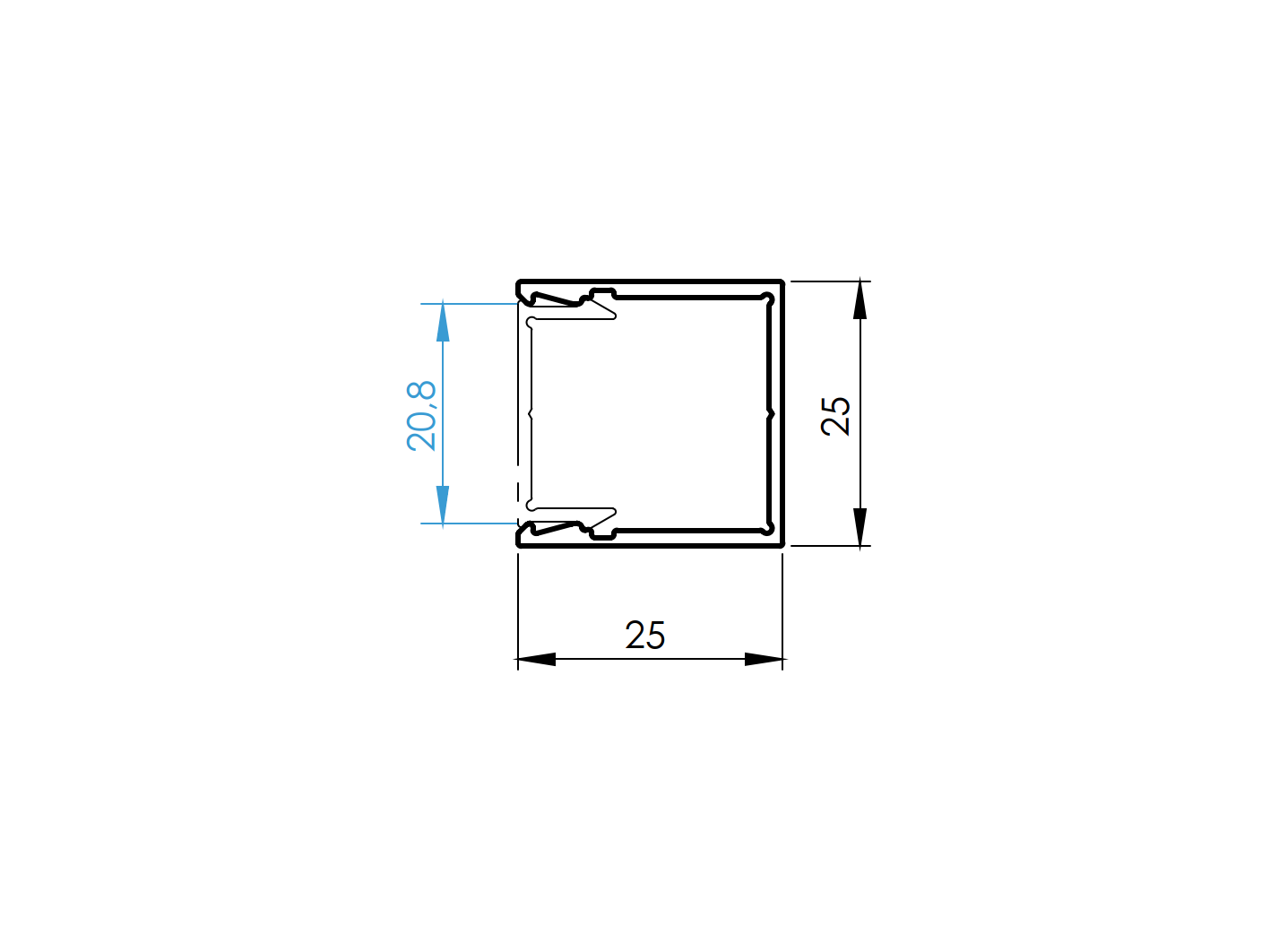 Aluminiowy adapter U 45x20-6000mm R7016