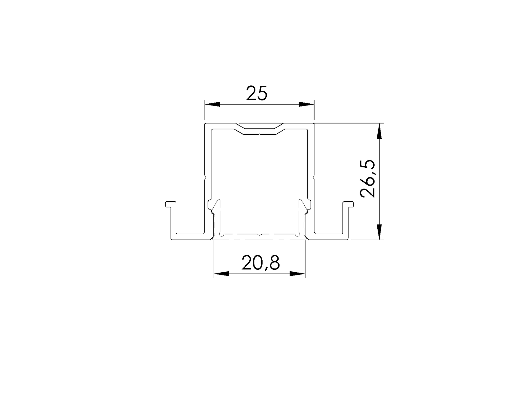 Aluminiowy adapter U 45x20-6000mm R7016