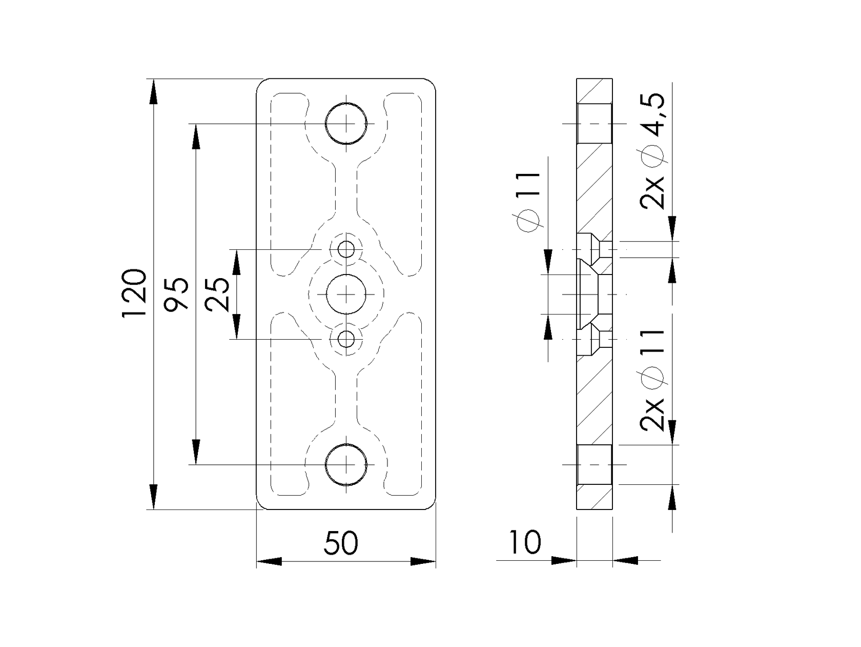 Nierdzewna płyta kotwiąca do słupka 50x60 R7016