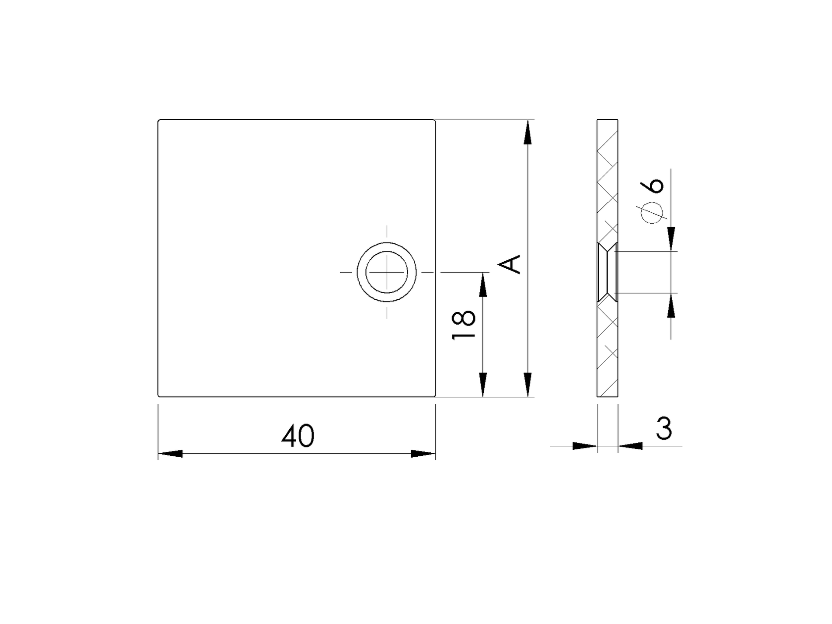 Aluminiowa osłona adaptera do listew 18mm 40x38 R7016