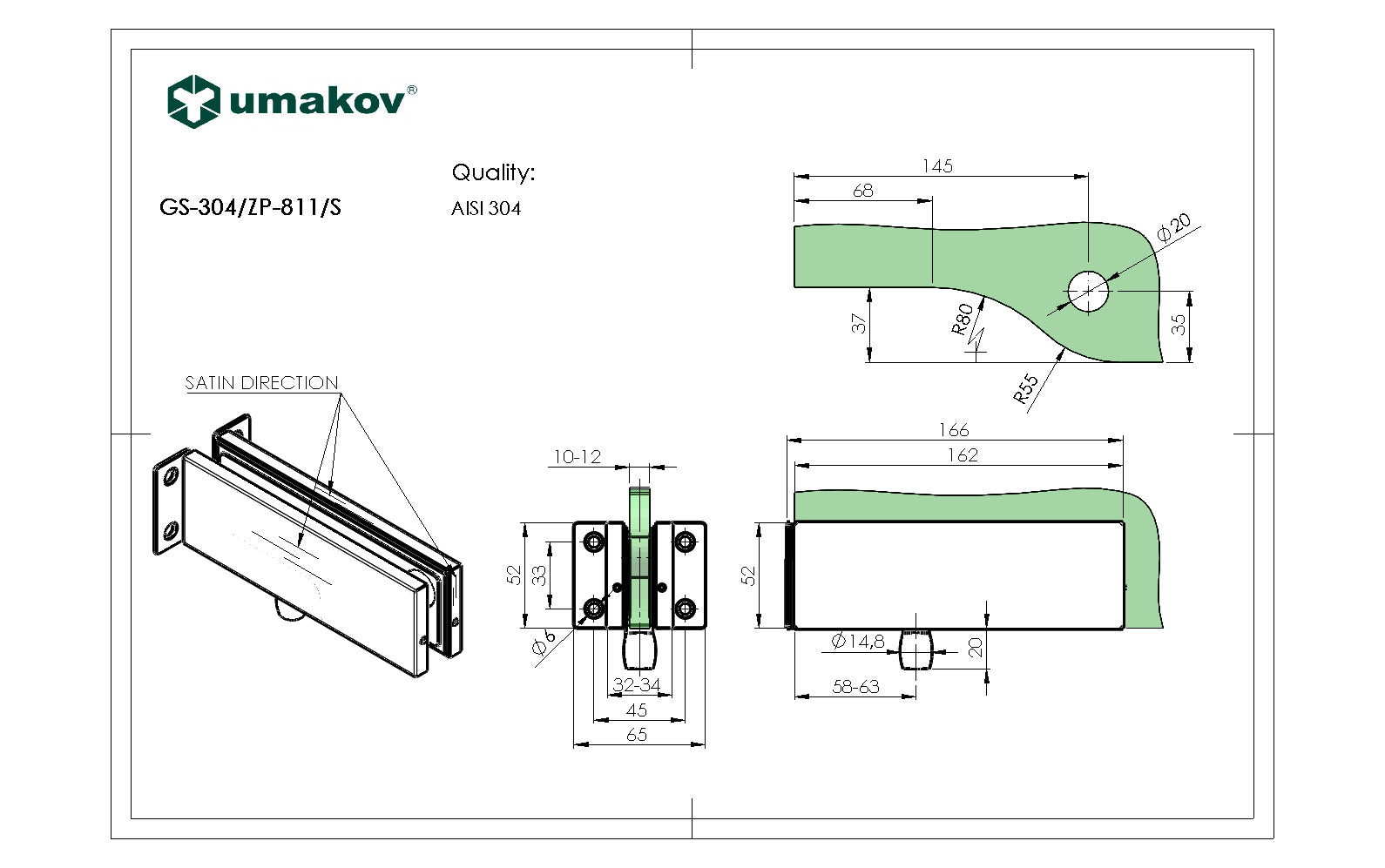 mocowanie naświetla, trzpień zawiasu górnego