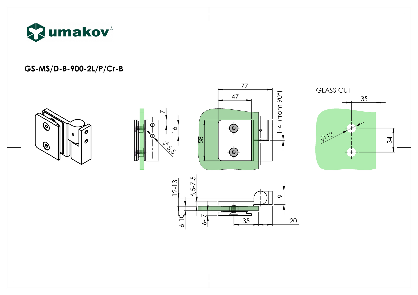 Zawias do kabiny prysznicowej