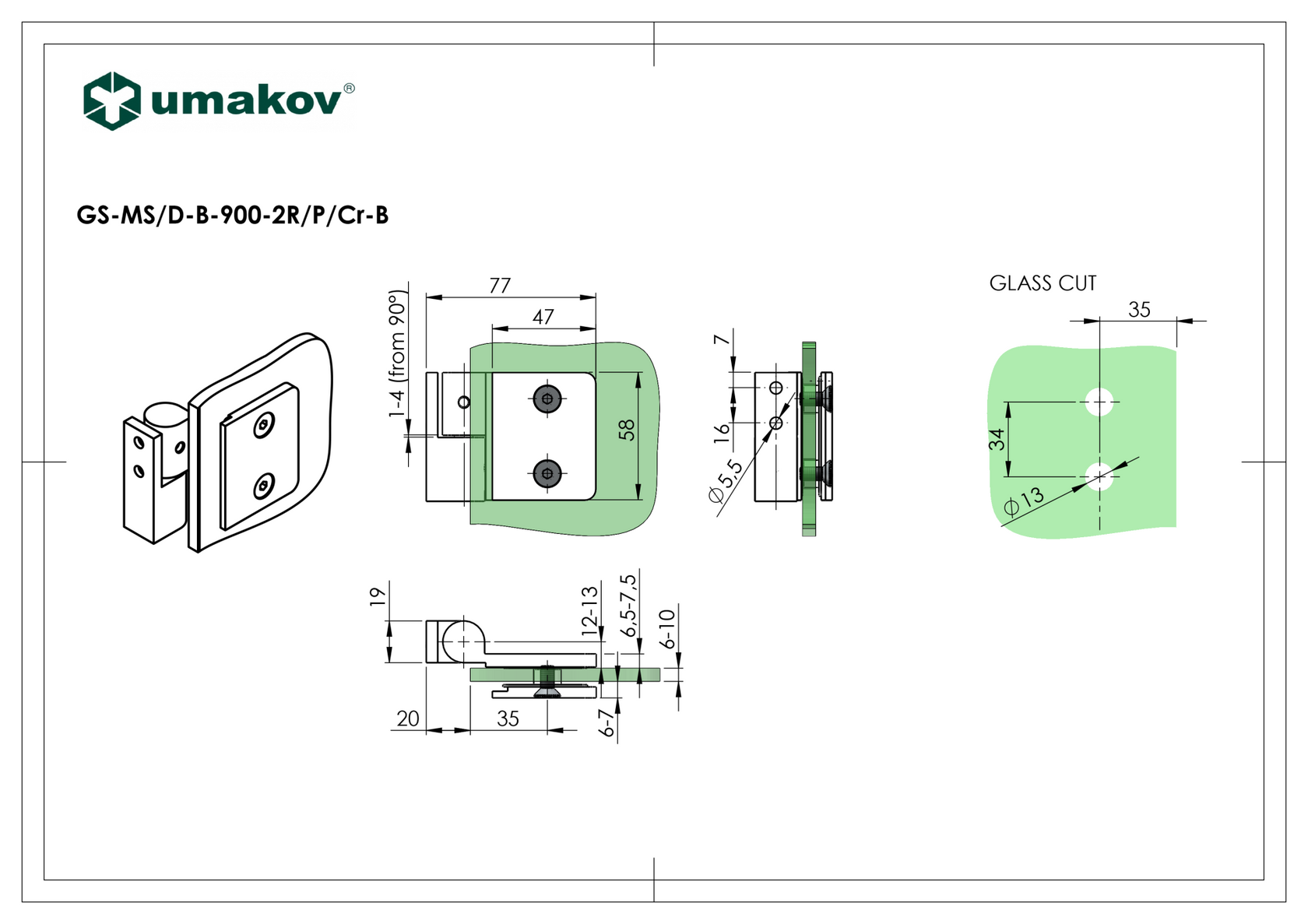 Zawias do kabiny prysznicowej